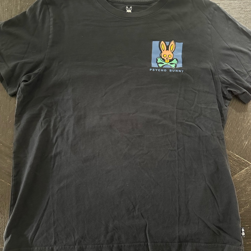 Psycho Bunny Navy Tee with Colorful Bunny Graphic size M